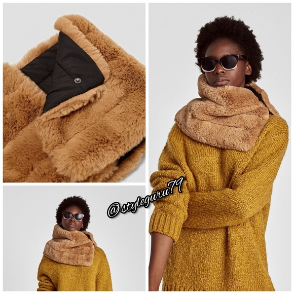 Zara Accessories Nwt Zara Reversible Faux Fur Neck Warmer Wrap